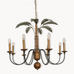 Dunbar Antique Brass and Black Chandelier with Green Leaves