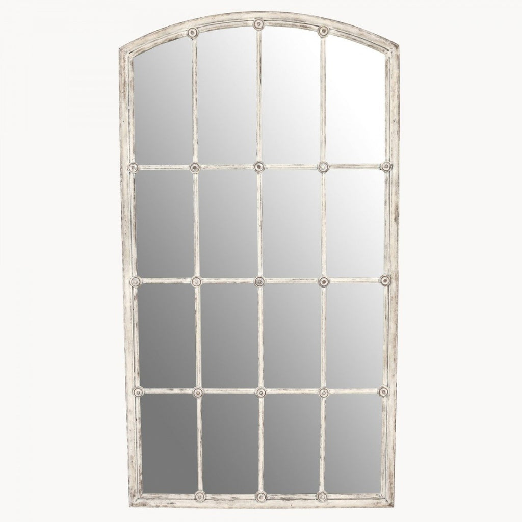 Distressed White Iron Window Pane Mirror H137cm | Annie Mo's