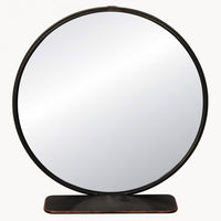 Round Industrial Shelf Table Top Mirror | Annie Mo's