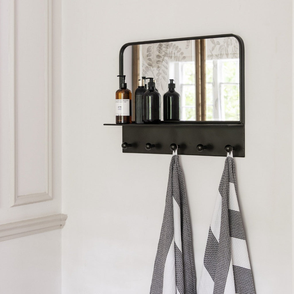 Hallway Shelf Mirror With Hooks | Annie Mo's