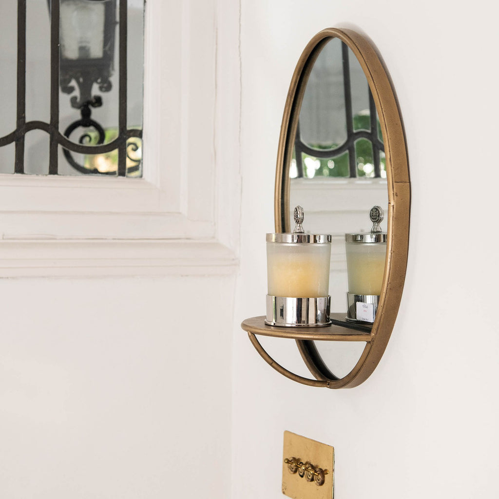 Iron Shelf Mirror In Brass Finish | Annie Mo's