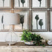 Bubbled Glass Lamp with Grey Herringbone Shade 91cm