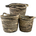Set of Three Corn Striped Baskets with Handles 47cm