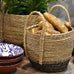 Seagrass Basket Tall with Handle Charcoal Base - Set of 3
