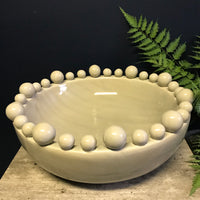 Emmerdale Cream Crackle Glazed Large Bowl with Ball Detail | Annie Mo's