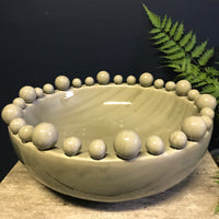 Emmerdale Grey Crackle Glazed Large Bowl with Ball Detail | Annie Mo's