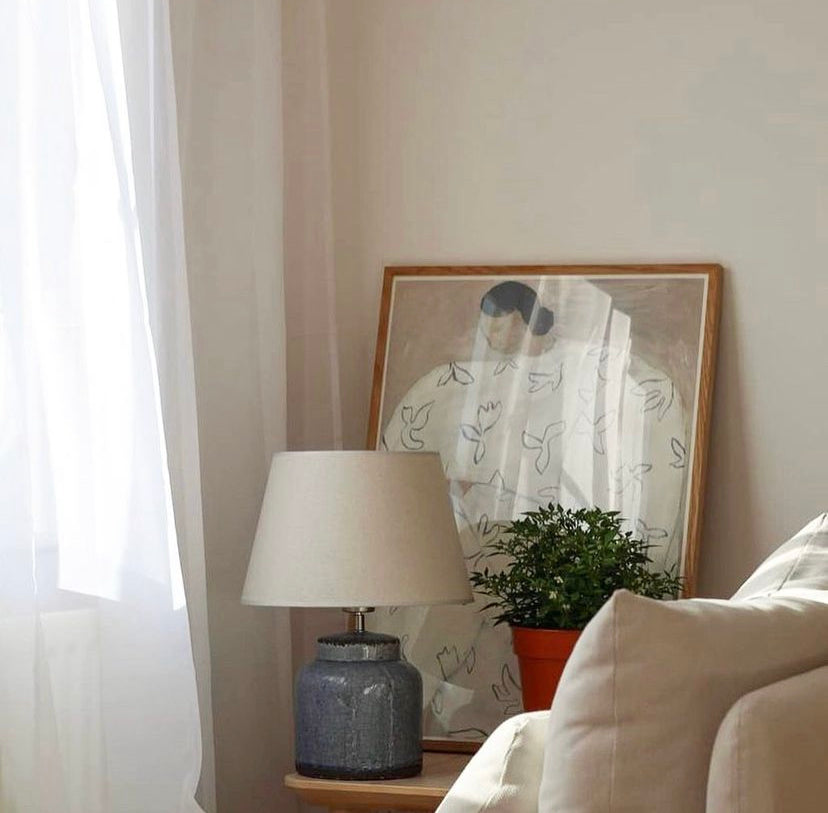 Ceramic Lamp with Cream Shade 42cm-F