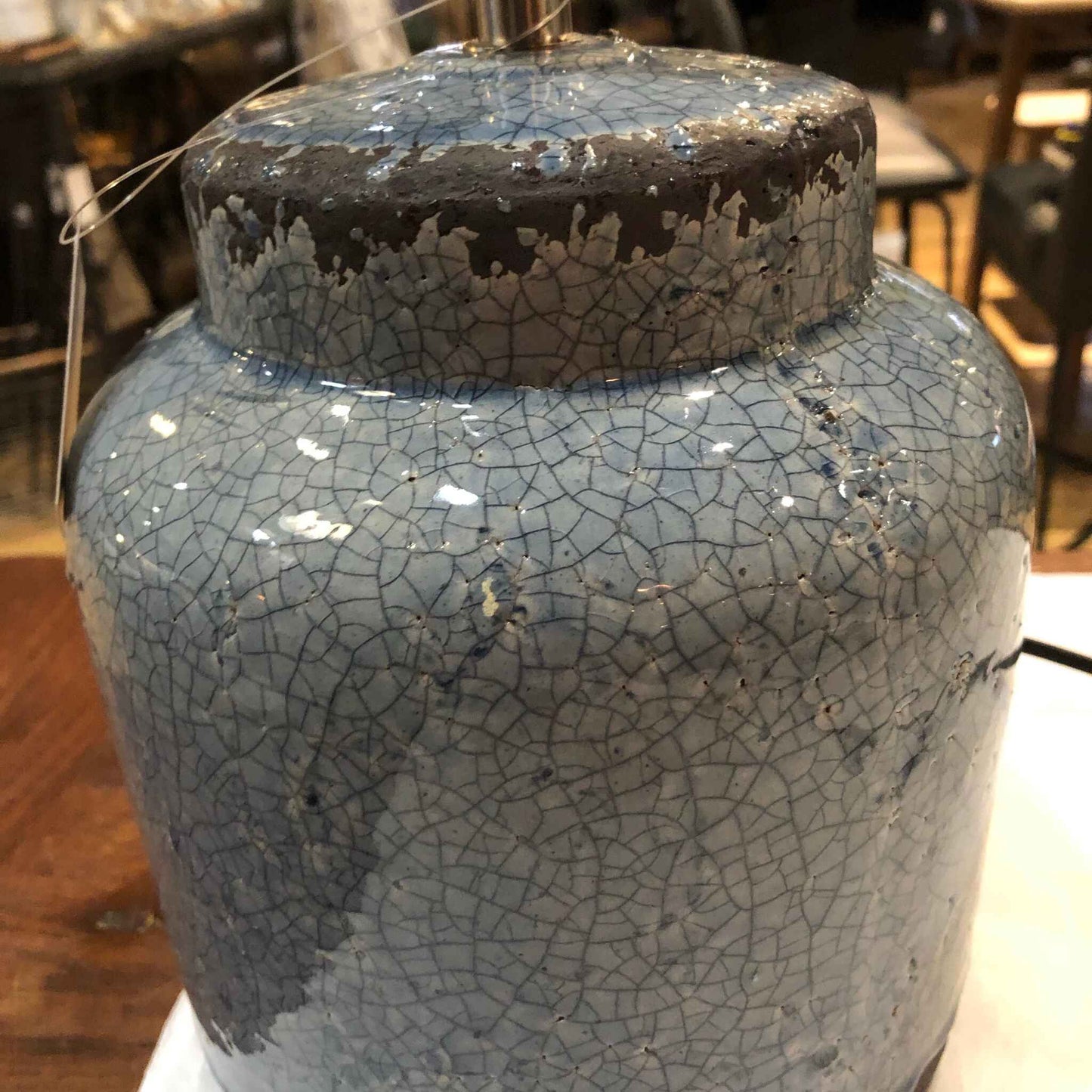Ceramic Lamp with Cream Shade 42cm-E