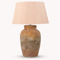 Rustic Ceramic Lamp with Taupe Shade | Annie Mo's