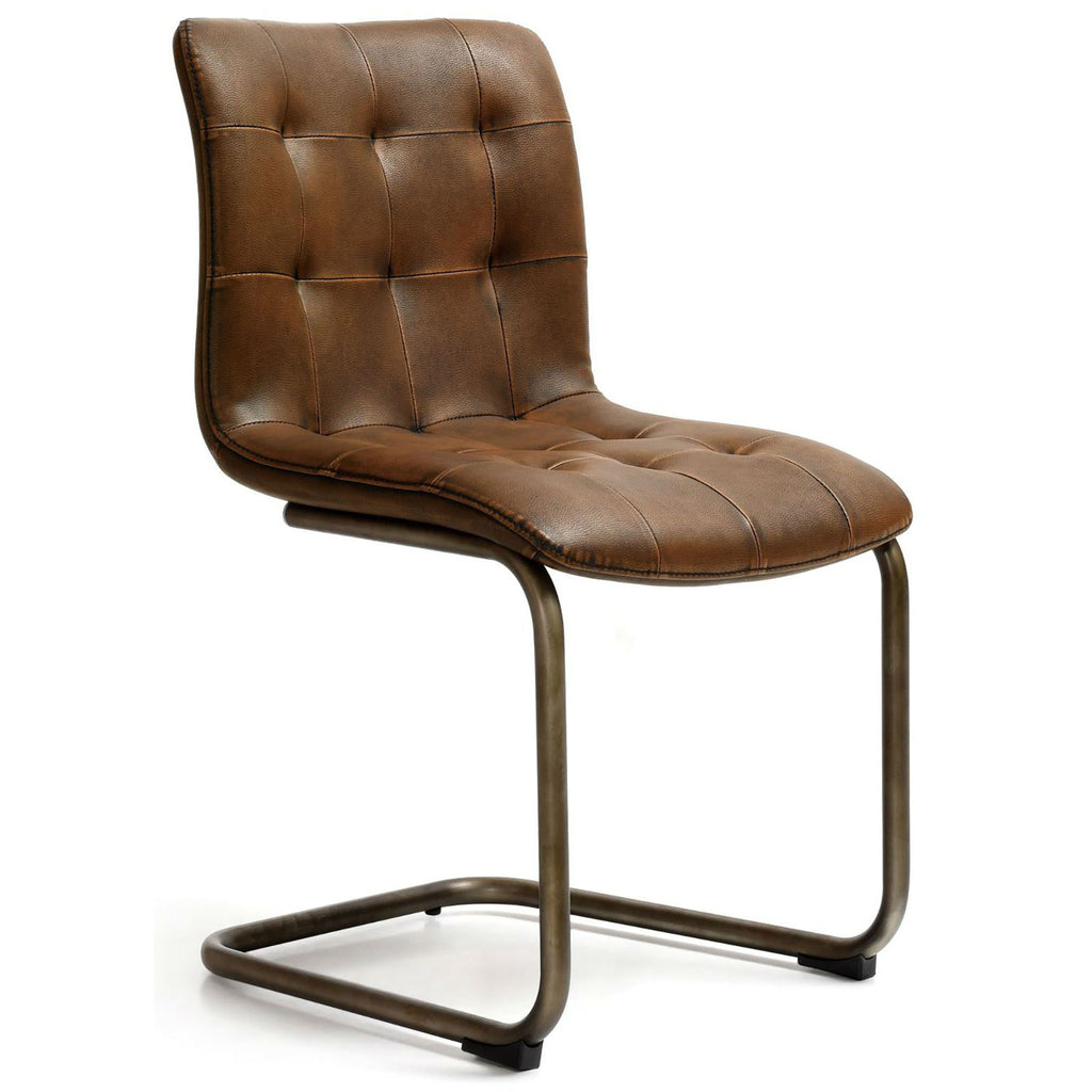 Button Back Faux Leather Industrial Dining Chair | Annie Mo's