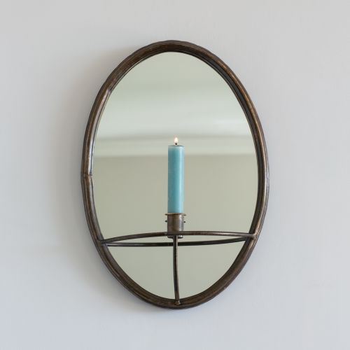 Oval Mirror Candle Holder Antique Black 38cm | Annie Mo's