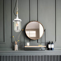 Portland Round Mirror with Shelf 62cm