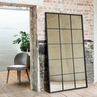 Large Antiqued Iron Window Pane Mirror 184cm High | Annie Mo's