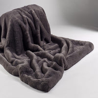 Plain Faux Fur Throw  - Russian Blue | Annie Mo's