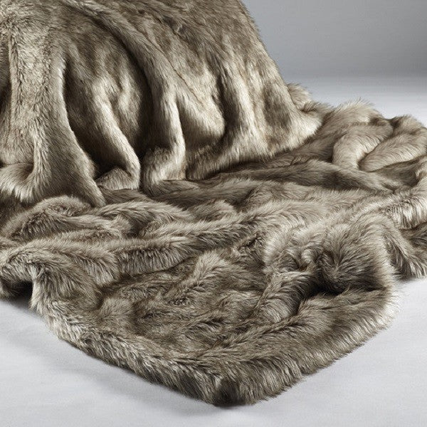 Animal Faux Fur Throw - Siberian Wolf | Annie Mo's