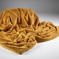 Plain Faux Fur Throw - Soft Mustard | Annie Mo's