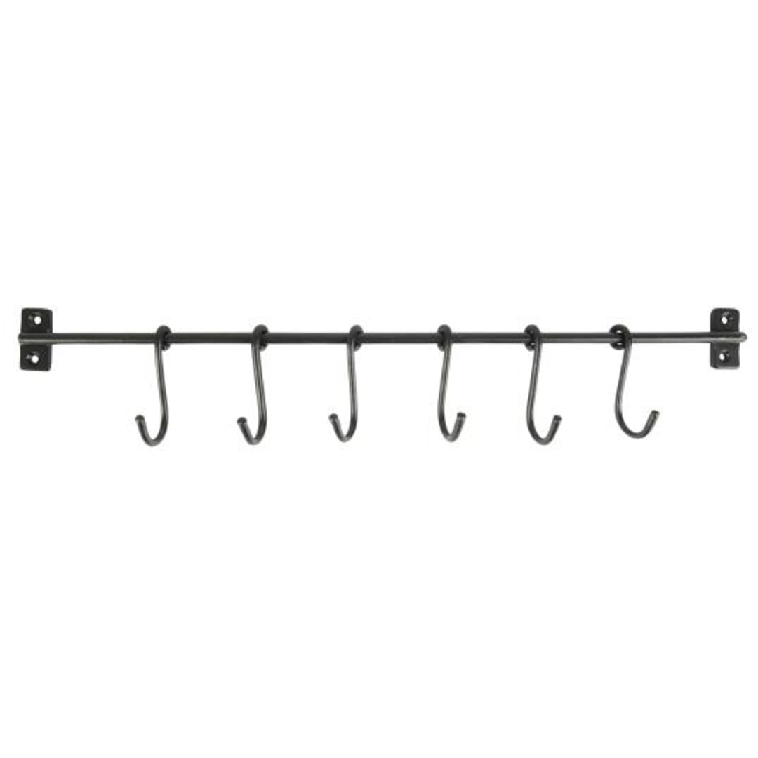 Six S Hook Metal Rail 50cm