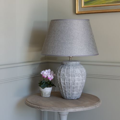 Stoneware Lamp With Grey Shade 61cm